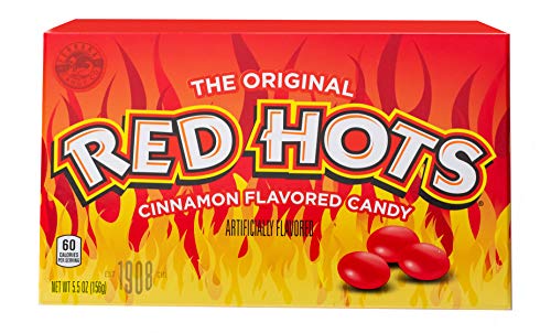 Red Hots Cinnamon Flavored Candy, Back to School Candy, 5.5 Ounce Movie Theater Candy Box (Pack of 12)