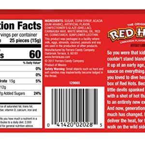 Red Hots Cinnamon Flavored Candy, Back to School Candy, 5.5 Ounce Movie Theater Candy Box (Pack of 12)