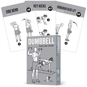 newme fitness dumbbell workout cards, instructional fitness deck for women & men, beginner fitness guide to training exercises at home or gym (dumbbell, vol 1)