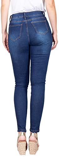 2LUV Women's Solid Stretchy 5 Pocket Skinny Jeans Denim, Denim Medium1 , 9