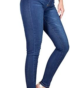 2LUV Women's Solid Stretchy 5 Pocket Skinny Jeans Denim, Denim Medium1 , 9