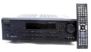 onkyo ht-r520 wrat wide range amplifier technology 6.1 channel av audio video stereo/home theatre receiver complete with remote, av cables and pdf online digital instruction manual