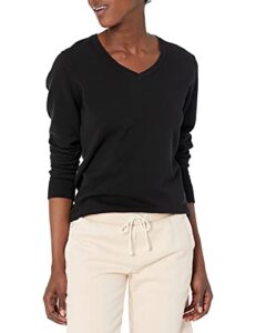 cutter & buck womens soft cotton blend lakemont long sleeve v-neck sweater shirt, black, large us