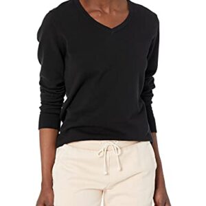 Cutter & Buck womens Soft Cotton Blend Lakemont Long Sleeve V-neck Sweater Shirt, Black, Large US