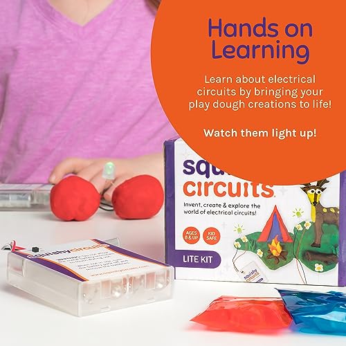 Squishy Circuits Lite Electric Circuit Kit for Kids – Beginner Circuit Kit w/Conductive Dough – Classroom Supplies to Make Creation Light Up, Beep - Gift for Kids 8+ Yrs