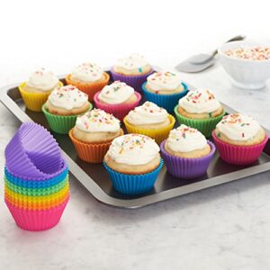 Amazon Basics Round Reusable Silicone Baking Cups, Muffin Liners, Pack of 24, Multicolor, 2.9" x 2.96" x 1.3"