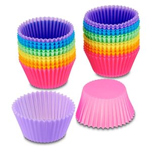 Amazon Basics Round Reusable Silicone Baking Cups, Muffin Liners, Pack of 24, Multicolor, 2.9" x 2.96" x 1.3"