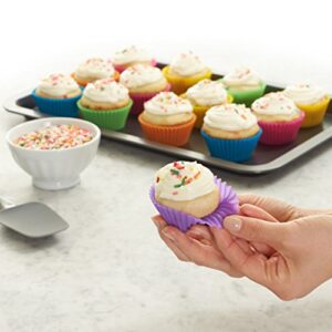 Amazon Basics Round Reusable Silicone Baking Cups, Muffin Liners, Pack of 24, Multicolor, 2.9" x 2.96" x 1.3"