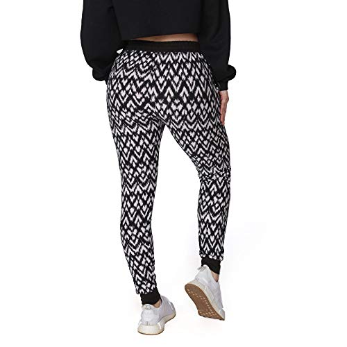 INGEAR Women Super Soft Joggers Casual Sports Harem Running Tie Waist Yoga Pilates Pants Summer and Winter (Black/White Zigzag, Small/Medium)