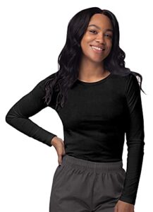 sivvan scrubs for women - long sleeve comfort underscrub tee - s8500 - black - xs