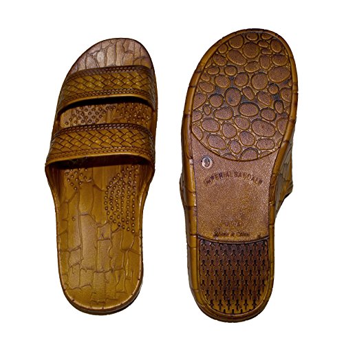 IMPERIAL SANDALS HAWAII Women Double Strap Jesus Style Hawaii Sandals, Unisex Sandal for Women Men and Teens (Brown, 6)