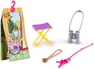 barbie camping fun accessory pack-fishing pole, compass, binoculars 4 pieces