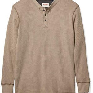 Wrangler Authentics Men's LS Waffle Henley, Pumice Stone, XX-Large