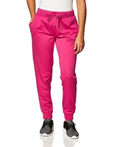 hanes women's sport performance fleece jogger pants with pockets, fresh berry solid/fresh berry heather, l