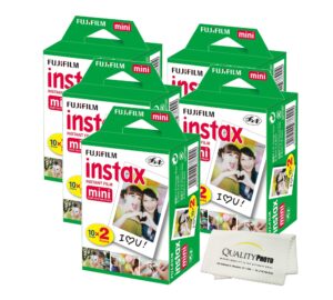 fujifilm instax mini instant film (white) for fujifilm mini 8 & mini 9 cameras w/ microfiber cloth by quality photo (100 film sheets)