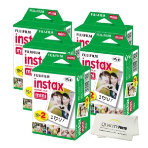 Fujifilm INSTAX Mini Instant Film (White) For Fujifilm Mini 8 & Mini 9 Cameras w/ Microfiber Cloth by Quality Photo (100 Film Sheets)