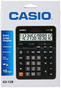 casio gx12b-bk large display 12 digit basic desk calculator