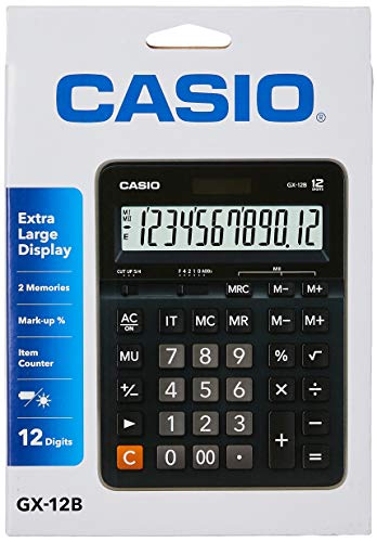 Casio GX12B-BK Large Display 12 Digit Basic Desk Calculator