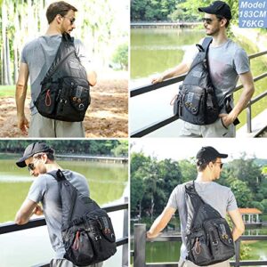 LAMMOK Large Sling Backpack, Sling Chest Bag Shoulder Crossbody Daypacks Fits 14.1-Inch Laptop for Travel Outdoor Men Women