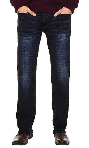 Buffalo David Bitton Men's Six Slim Straight Jean, authentic and deep indigo, 36 x 30