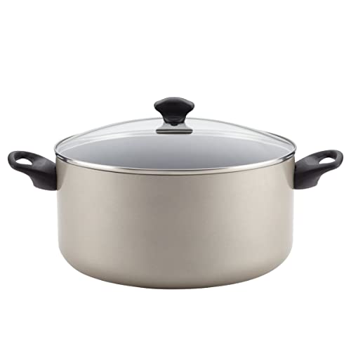 Farberware Promotional Cookware Aluminum Nonstick Covered Stockpot, 10.5-Quart, Champagne Silver