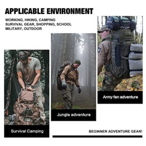 Mardingtop 50 Liter Internal Frame Backpack with Rain Cover for Military Camping Hiking Traveling Black-M5973