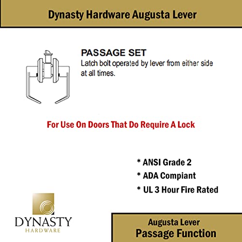 Dynasty Hardware AUG-30-26D Grade 2 Commercial Duty Passage Lever, ADA, Satin Chrome Finish