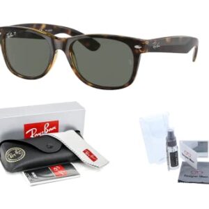 Ray-Ban RB2132 NEW WAYFARER Sunglasses for Men for Women + BUNDLE with Designer iWear Eyewear Kit (Tortoise/Polar Green Polarized)