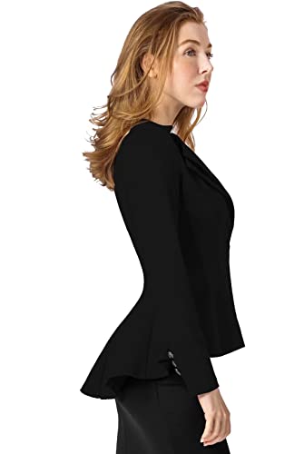 Hybrid & Company Womens Double Notch Lapel Office Blazer JK43864 1073T Black Medium