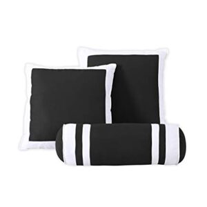 Chezmoi Collection 7-Piece Caprice Black/White Square Pattern Hotel Bedding Comforter Set, California King