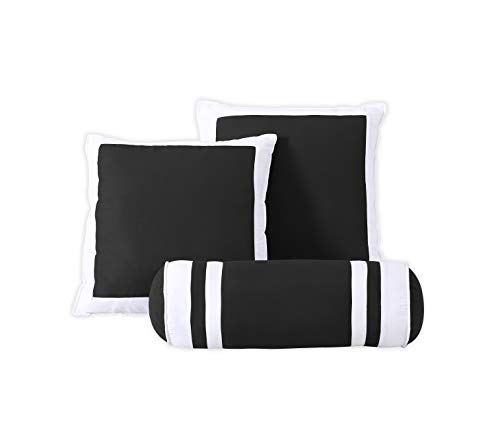 Chezmoi Collection 7-Piece Caprice Black/White Square Pattern Hotel Bedding Comforter Set, California King