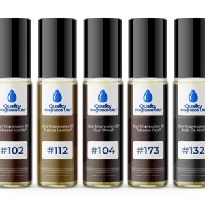 Men's Top 5 Niche Cologne Impressions #2 (Generic Versions of Niche Designer Fragrance) Sampler Gift Set of 5 10.35ml Roll-ons