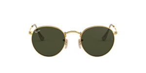 ray-ban rb3447 round metal sunglasses, gold/g-15 green, 53 mm