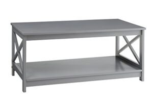 convenience concepts oxford coffee table with shelf, gray