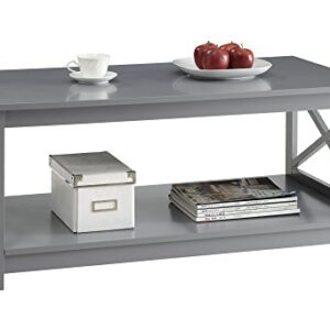 Convenience Concepts Oxford Coffee Table with Shelf, Gray