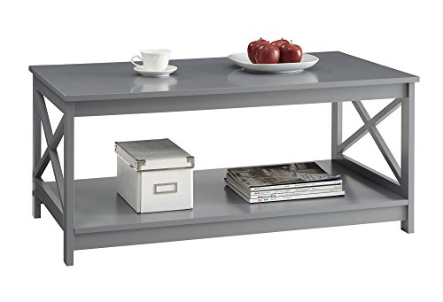 Convenience Concepts Oxford Coffee Table with Shelf, Gray