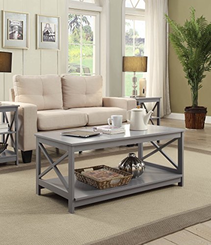 Convenience Concepts Oxford Coffee Table with Shelf, Gray