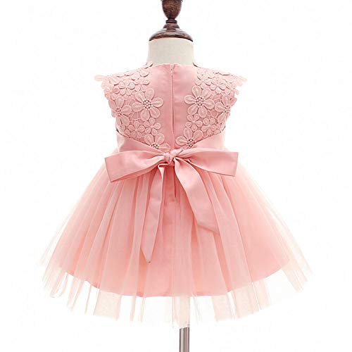 Baby Girl Dress Christening Baptism Gowns Flower Girl Dress, Pink, 3 months