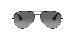 ray-ban rb3558 aviator sunglasses, black/polarized light grey gradient grey, 58 mm