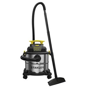 Stanley SL18115 Wet/Dry Vacuum, 4 Horsepower, Stainless Steel Tank, 5 Gallon, 4.0 HP, 50" Sealed Pressure, Silver+Yellow