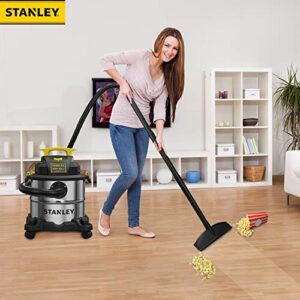 Stanley SL18115 Wet/Dry Vacuum, 4 Horsepower, Stainless Steel Tank, 5 Gallon, 4.0 HP, 50" Sealed Pressure, Silver+Yellow