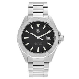tag heuer mens way1110.ba0910 'aquaracer' stainless steel black dial bracelet watch