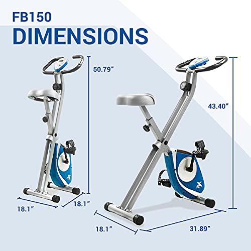 XTERRA Fitness FB150 Folding Exercise Bike, Silver, 31.5L x 18W x 45.3H in.