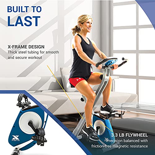 XTERRA Fitness FB150 Folding Exercise Bike, Silver, 31.5L x 18W x 45.3H in.