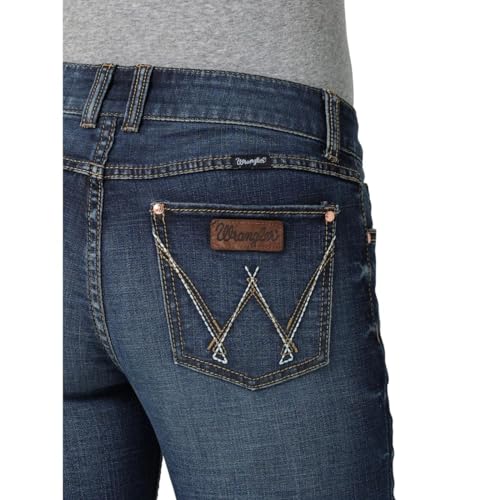 Wrangler Women's Retro Mae Rise Stretch Boot Cut Jean, Mid Wash, 11W x 32L