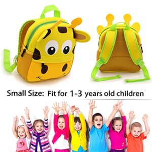 Hipiwe Little Kid Toddler Backpack Baby Boys Girls Kindergarten Pre School Bags Cute Neoprene Cartoon Backpacks for Little Kids,Size 9.45"x3.54"x9.84"(Giraffe)