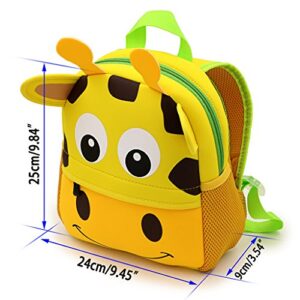 Hipiwe Little Kid Toddler Backpack Baby Boys Girls Kindergarten Pre School Bags Cute Neoprene Cartoon Backpacks for Little Kids,Size 9.45"x3.54"x9.84"(Giraffe)