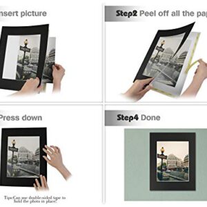 Golden State Art, 10 Pack Self Assemble Acid Free Cardboard/Paper Frames Photo Mat with Backing Board pre-gummed for Artworks, Prints, Photos, Includes Clear Bags (Black, 11x14 Mat for 8x10 Picture)