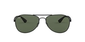 ray-ban rb3549 aviator sunglasses, matte black/dark green, 58 mm