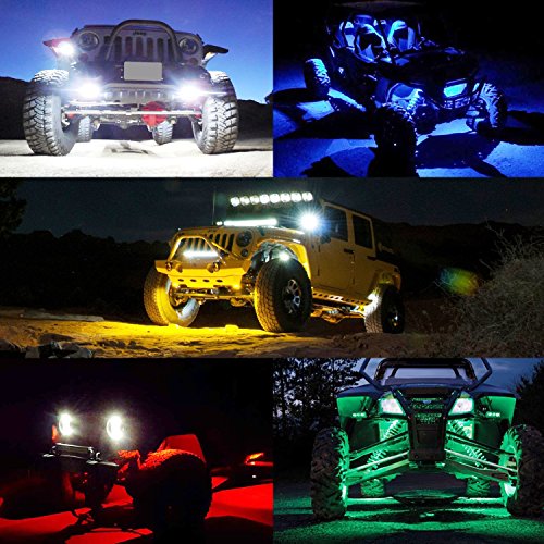 6 Pods LED Rock Lights, Ampper Waterproof LED Neon Underglow Light for Car Truck ATV UTV SUV Offroad Boat Underbody Glow Trail Rig Lamp (Green)